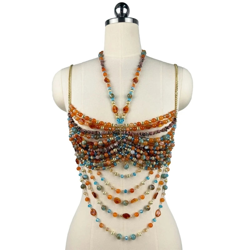Top gemme colorate — lunghezza completa con frange di perline | Dream Shop