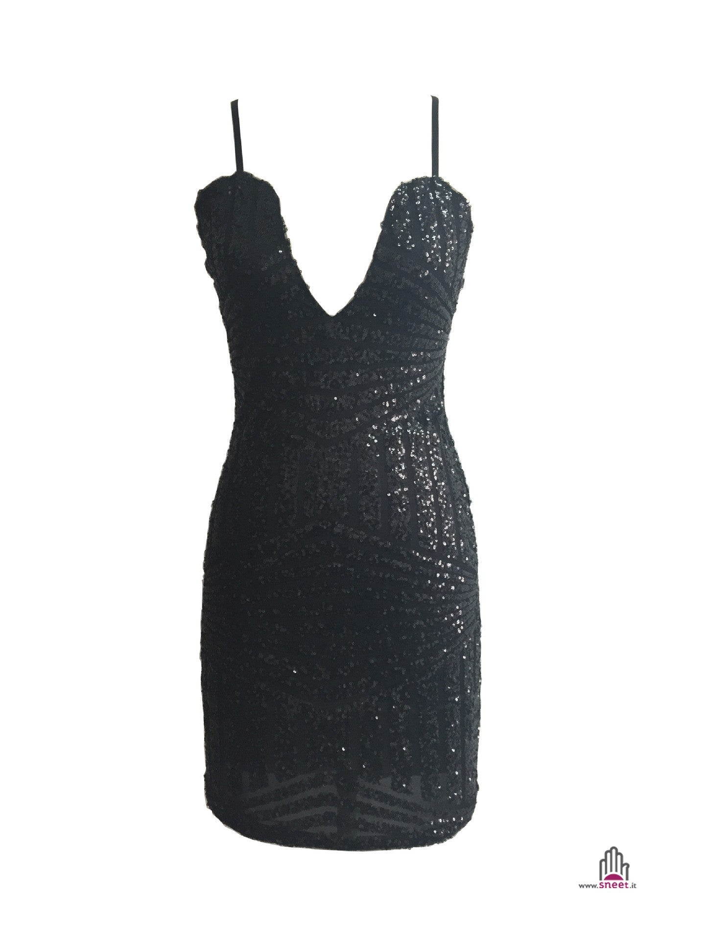 Sequin stripe V dress