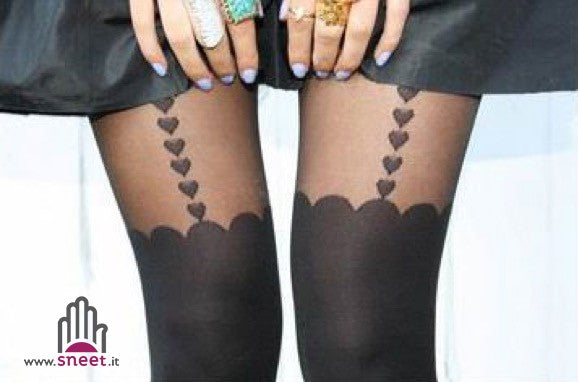 Collant giarrettiera cuori