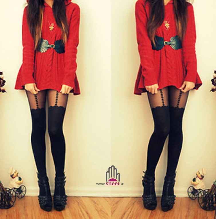 Collant giarrettiera cuori