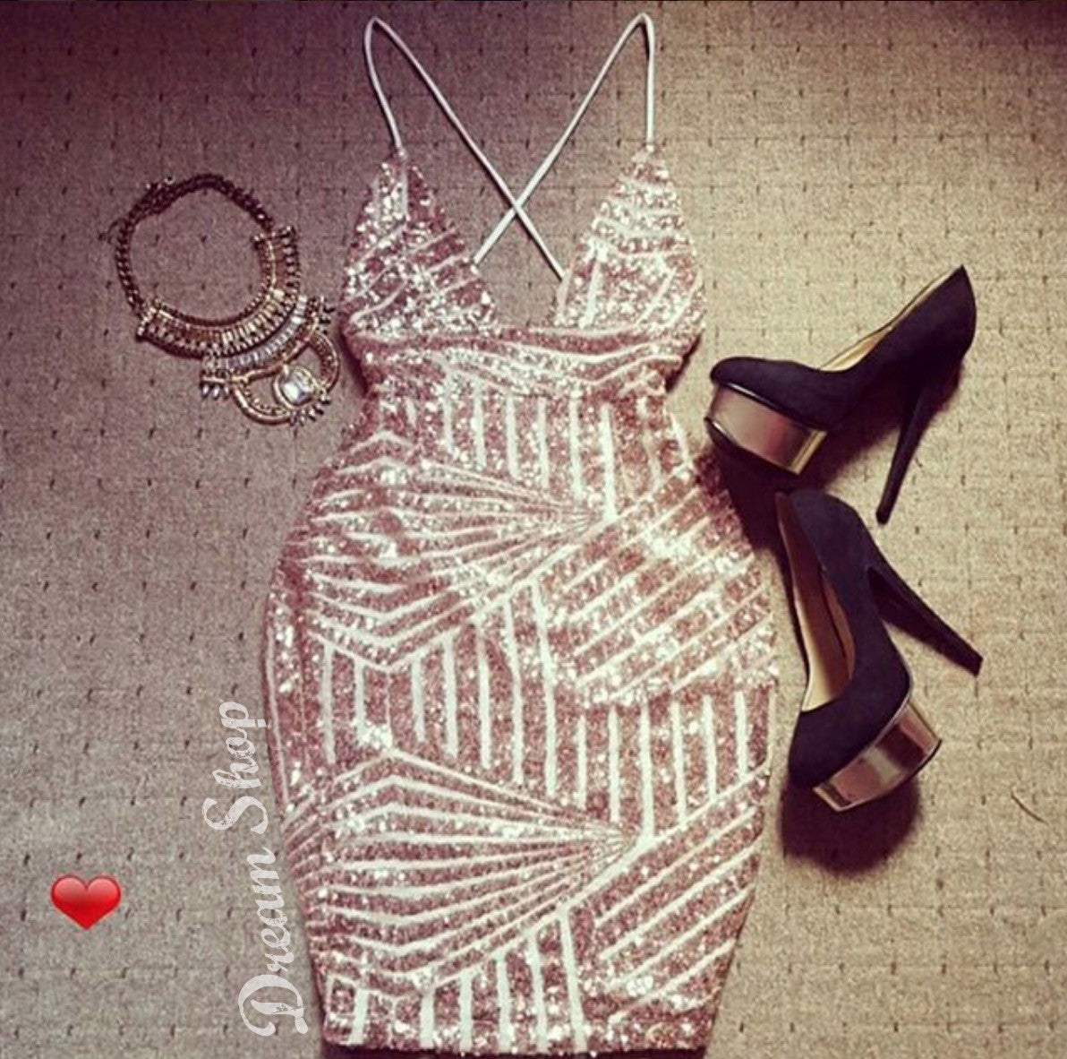 Sequin Stripe Tubino Dress