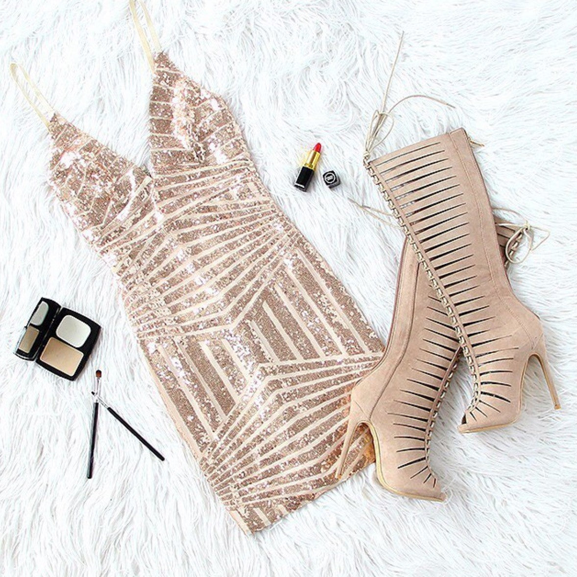 Sequin Stripe Sheath Dress