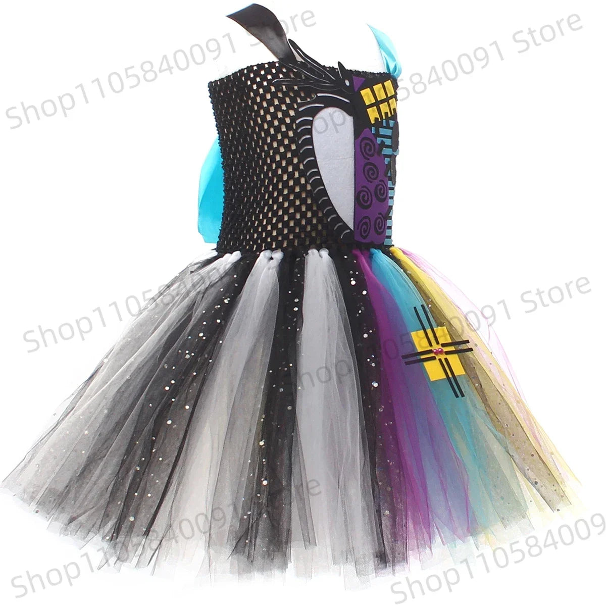 Costume tutù bambola colorata 
Abito Halloween con cerchietto
