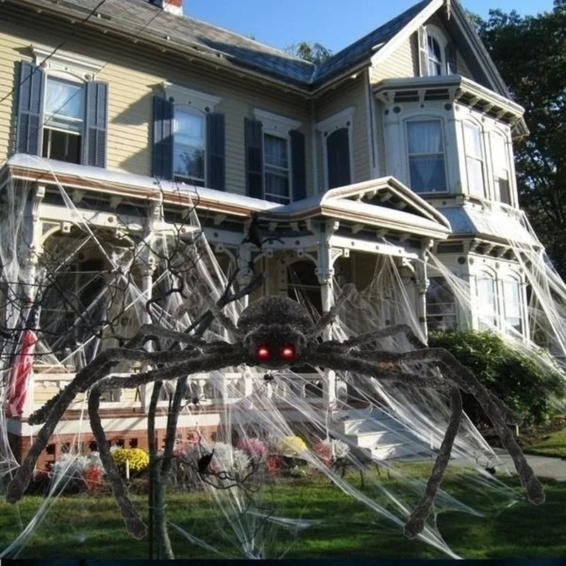 Ragno gigante peloso Halloween 
Decoro casa stregata occhi rossi