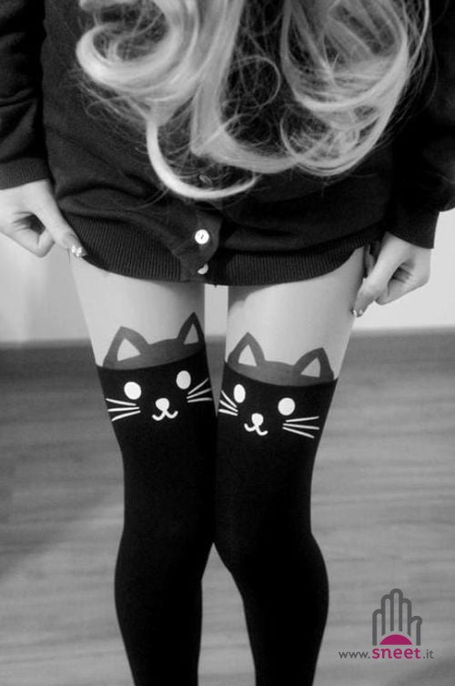 Collant cat transparent black