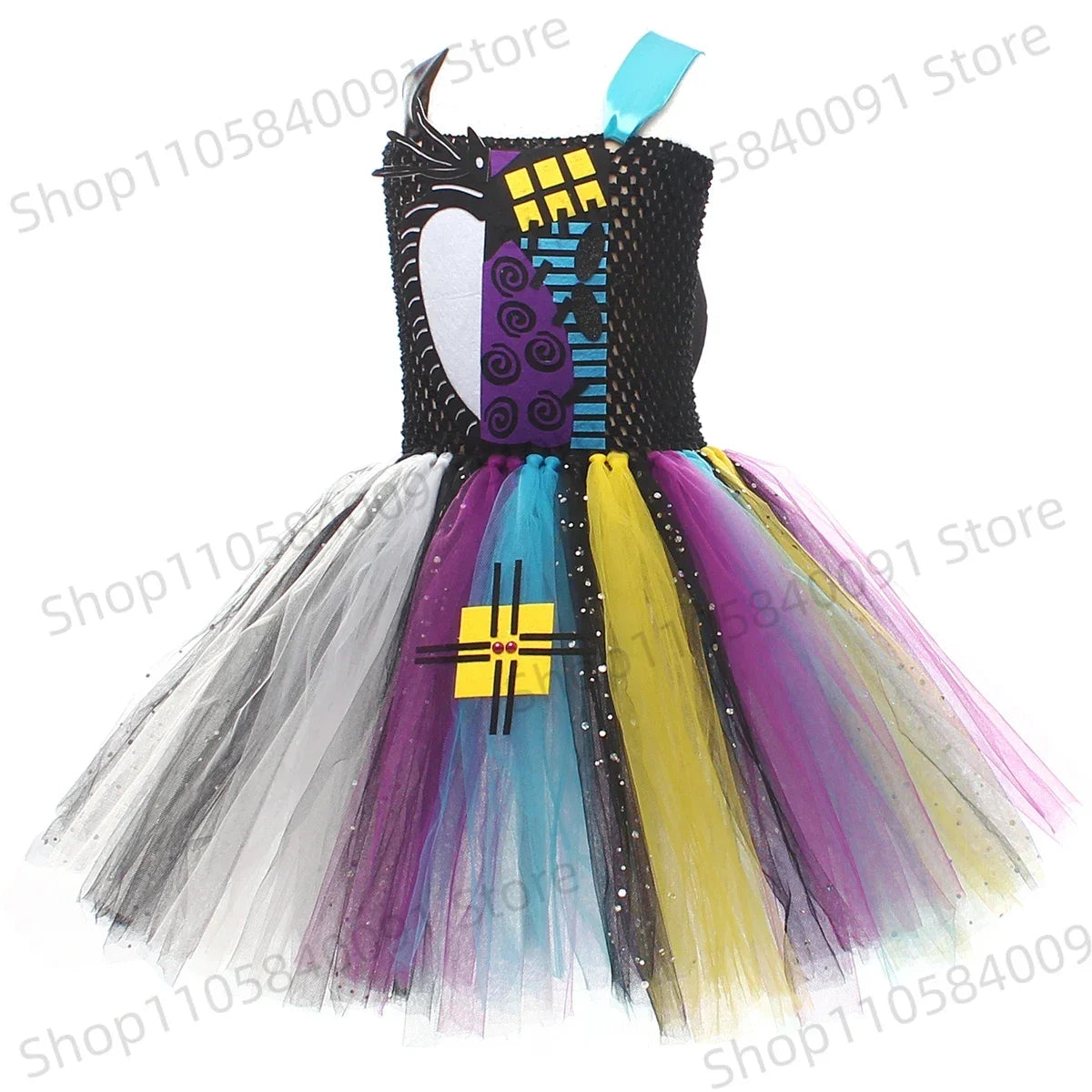 Costume tutù bambola colorata 
Abito Halloween con cerchietto