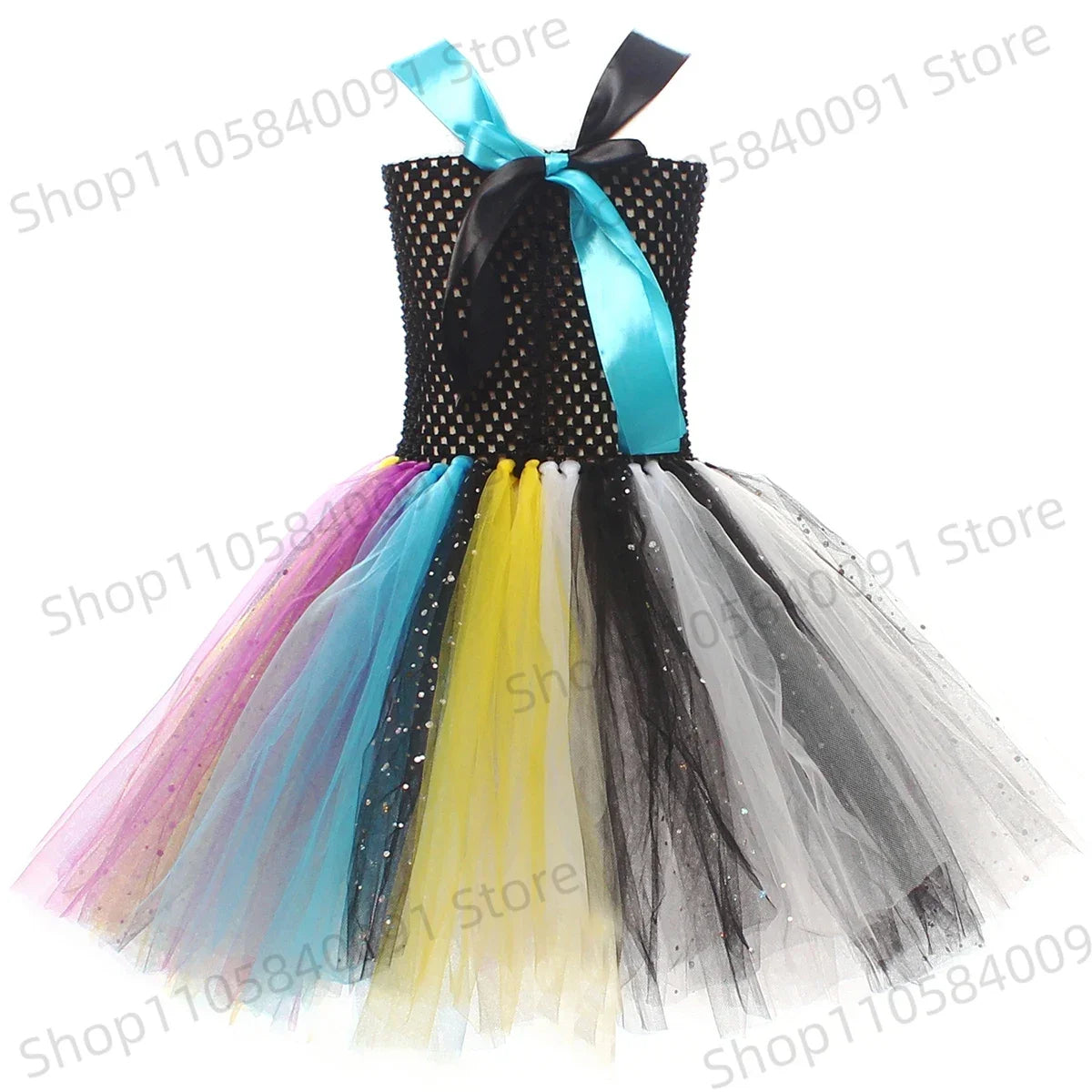 Costume tutù bambola colorata 
Abito Halloween con cerchietto
