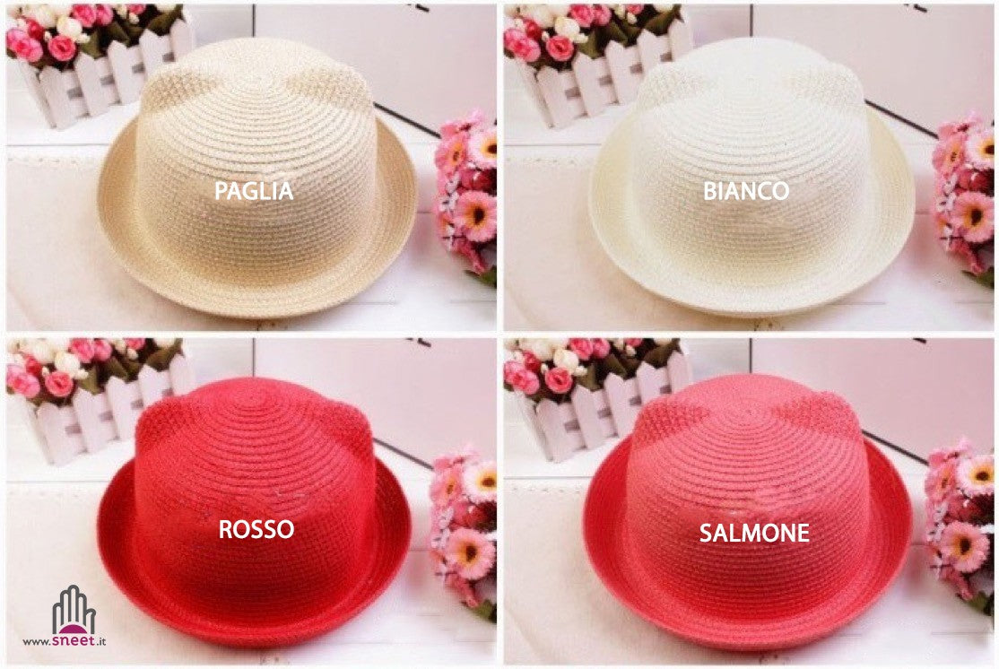 Bombetta con orecchie in paglia