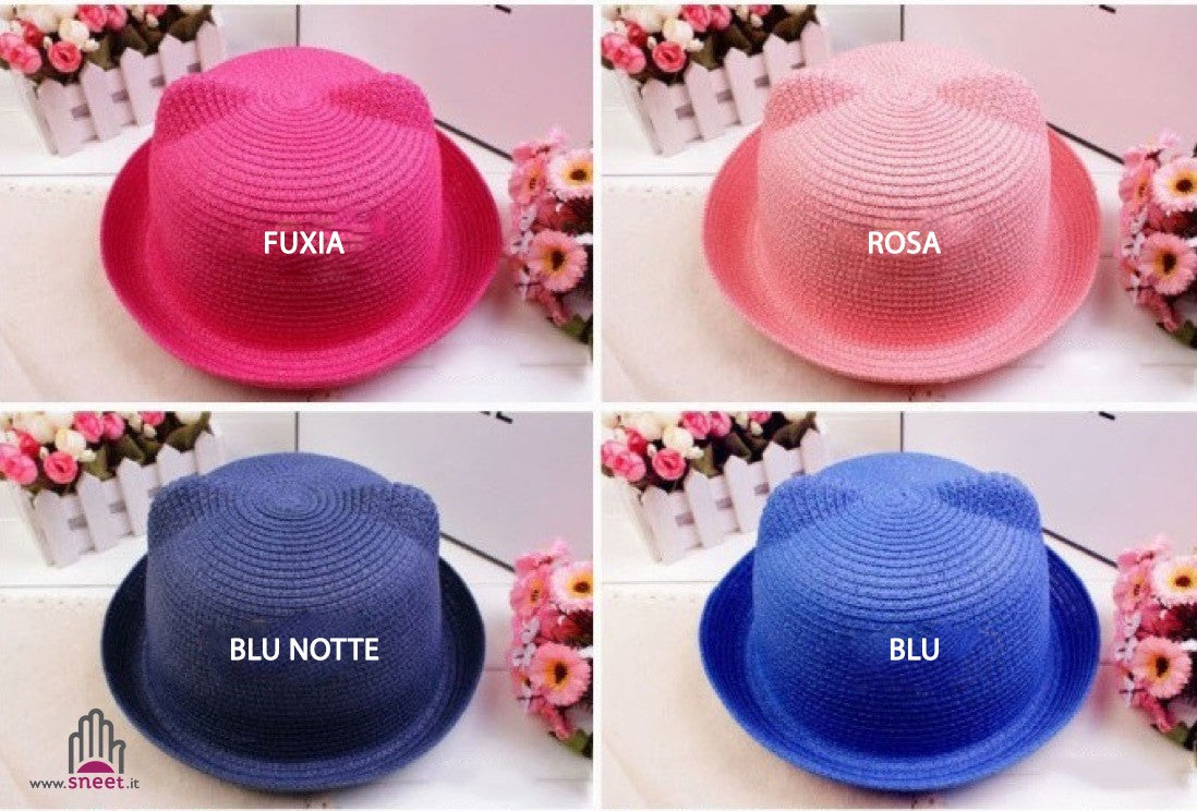 Bombetta con orecchie in paglia