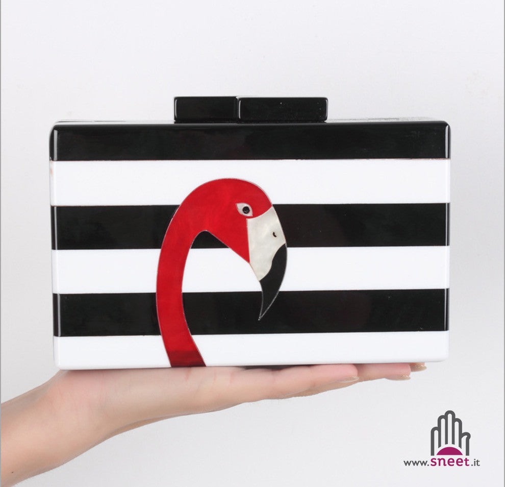 bolso de mano con rayas de flamenco