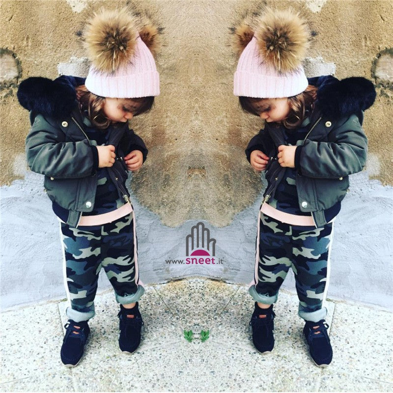 Children's double poon-pon cap