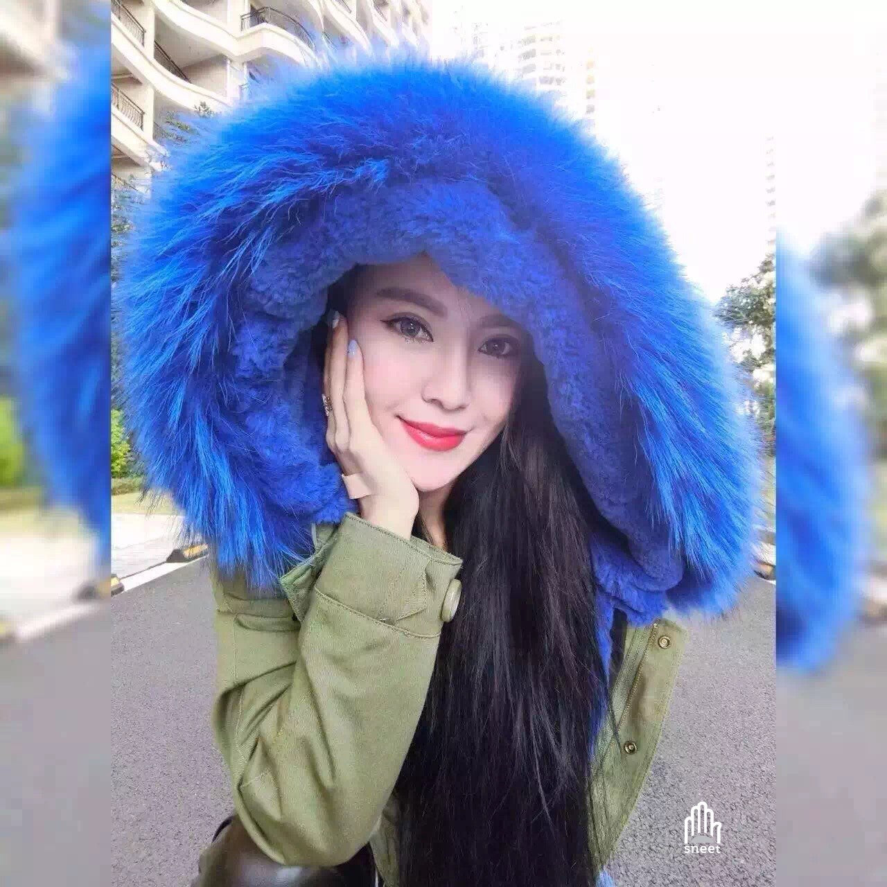 Parka corto interno blu