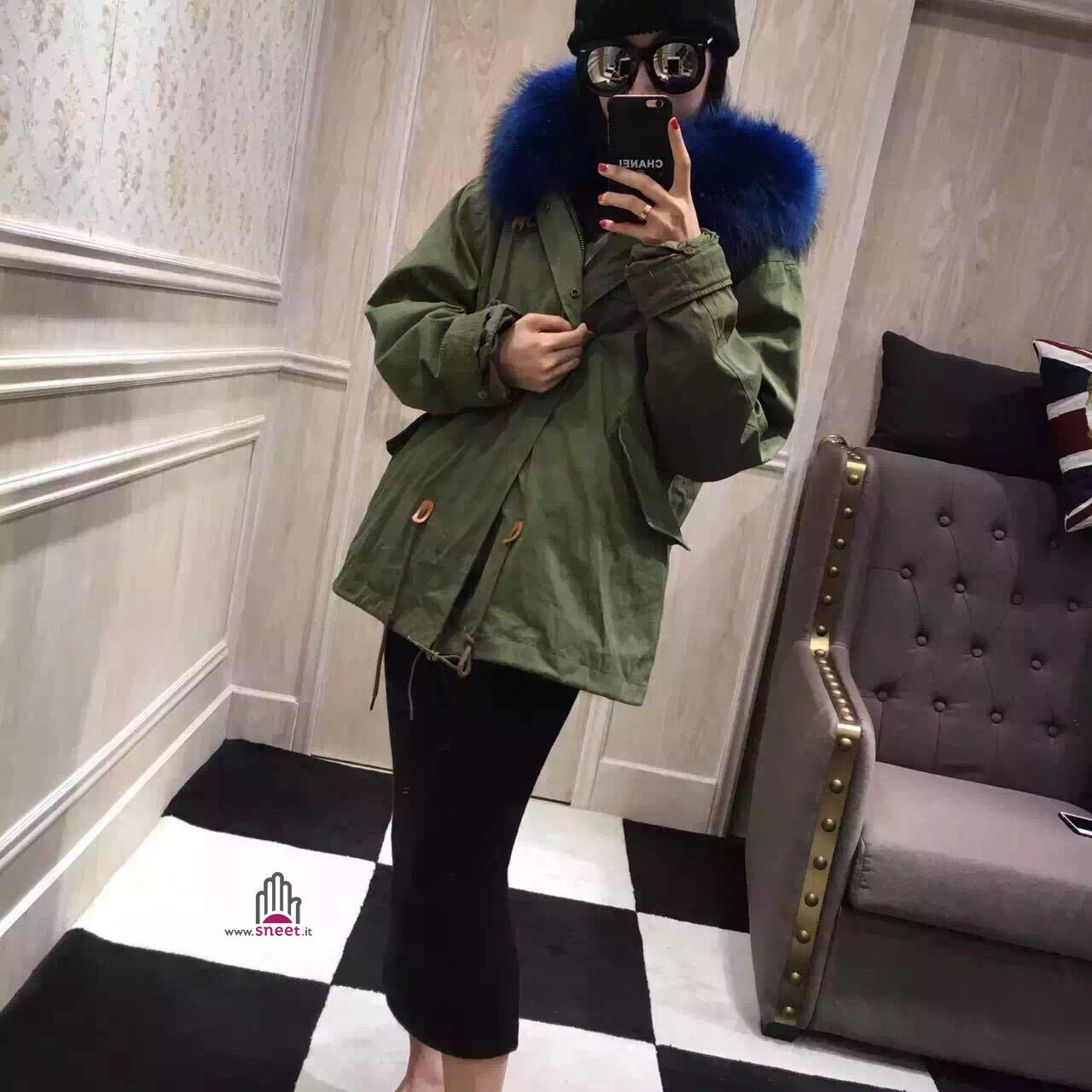 Parka corto interno blu