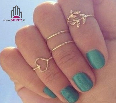 Heart rope phalanx ring set