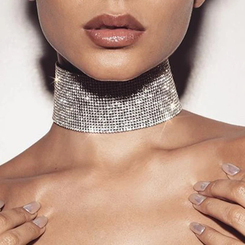Collier choker strass Extra regolabile effetto gioiello