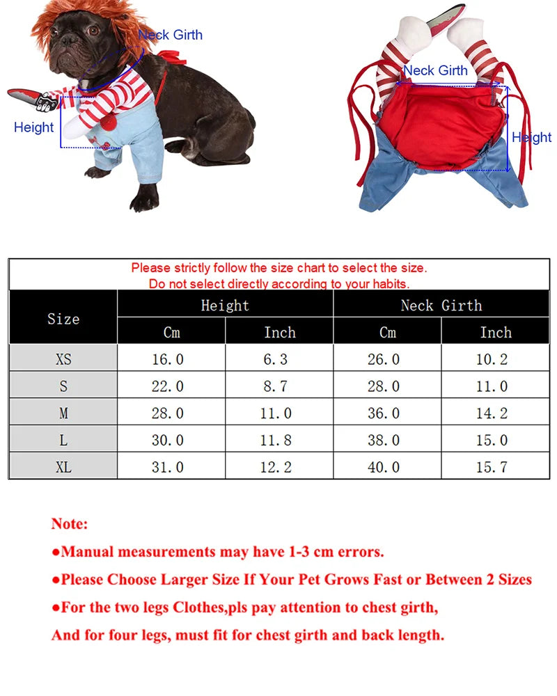 Tabella taglie costume gatto Halloween maniaco col coltello | Dream Shop