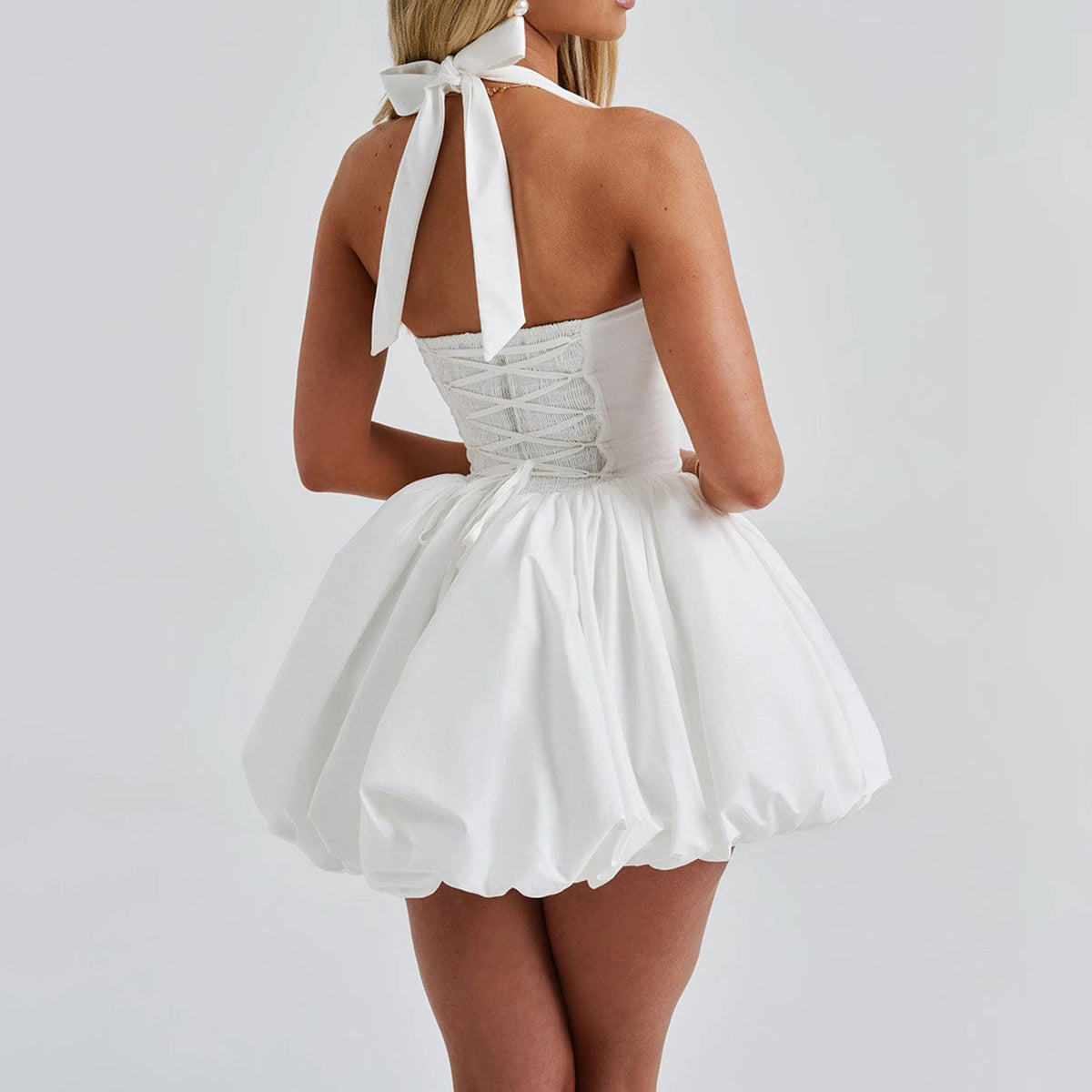 Brinta Dress Bianco vista posteriore | Dream Shop