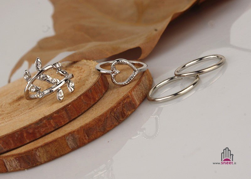 Set anelli falangi Heart rope