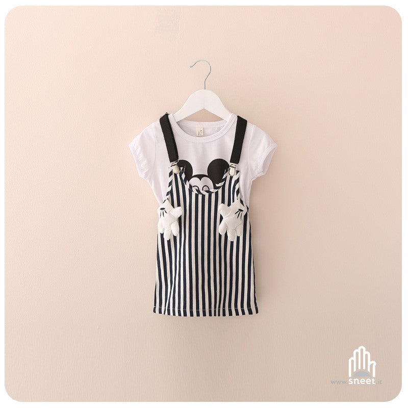 Coordinato Famiglia Vestito-Shorts Righe -Figlia