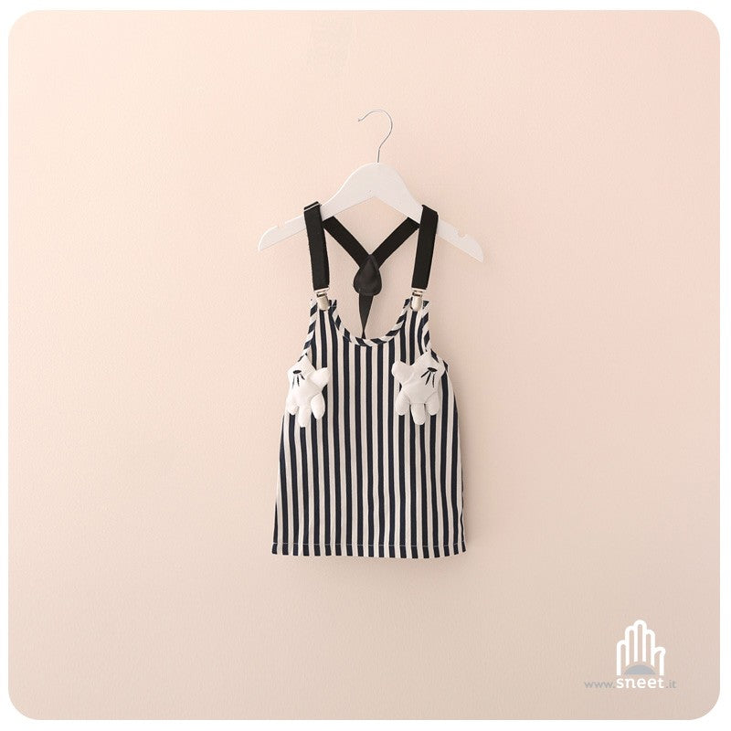 Coordinato Famiglia Vestito-Shorts Righe -Figlia