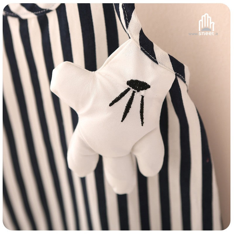 Coordinato Famiglia Vestito-Shorts Righe -Figlia