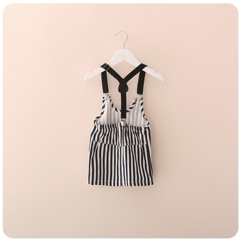 Coordinato Famiglia Vestito-Shorts Righe -Figlia