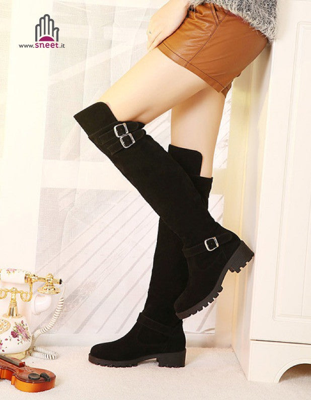 Stivale altissimo scamosciato h 46 cm tacco 4.5 cm