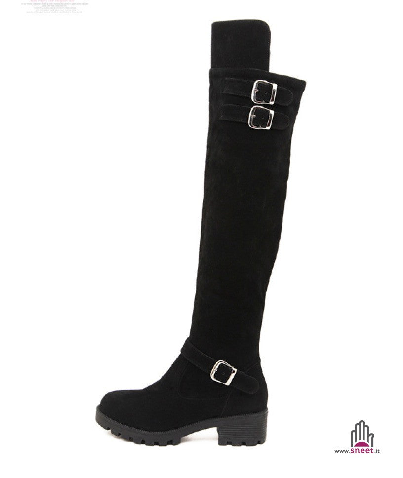 Stivale altissimo scamosciato h 46 cm tacco 4.5 cm