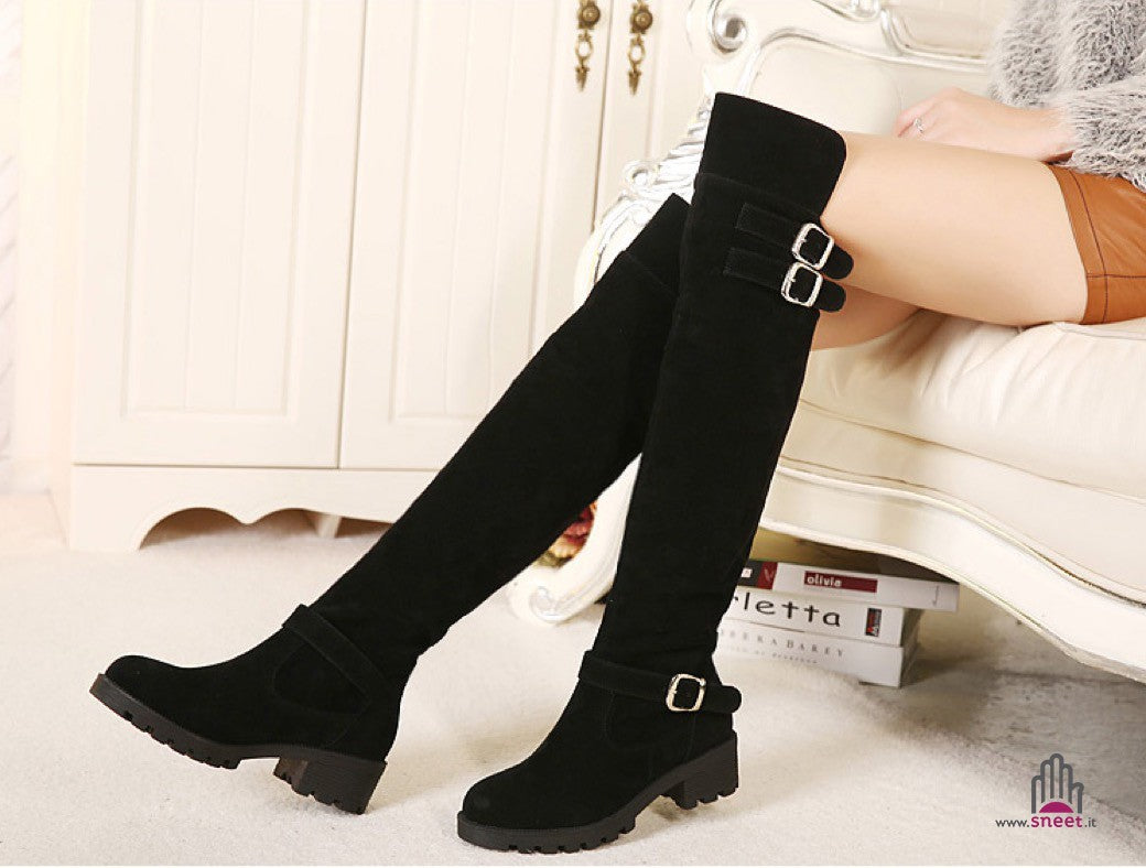 Stivale altissimo scamosciato h 46 cm tacco 4.5 cm