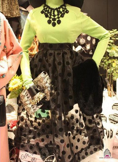 Maxigonna black pois