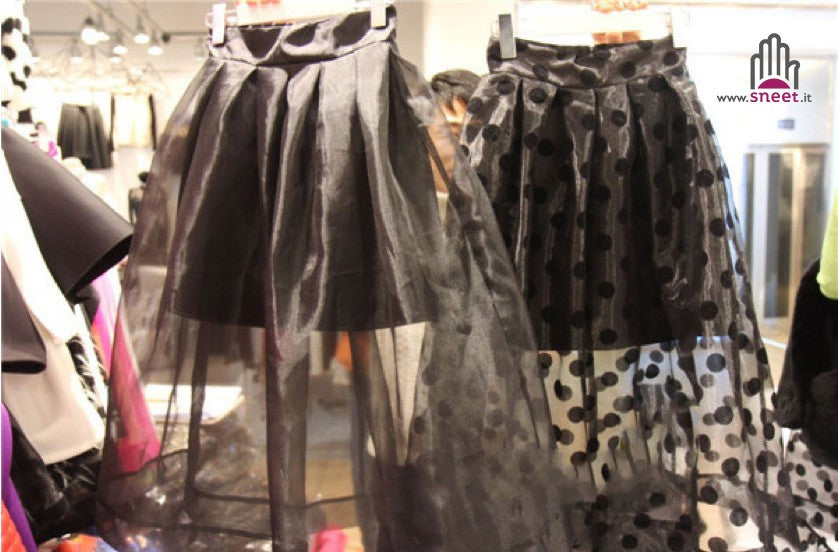 Maxigonna black pois