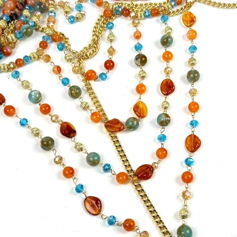 Top gemme colorate — dettaglio perline montate su catena dorata | Dream Shop