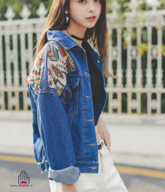 Giubbino Geometric denim