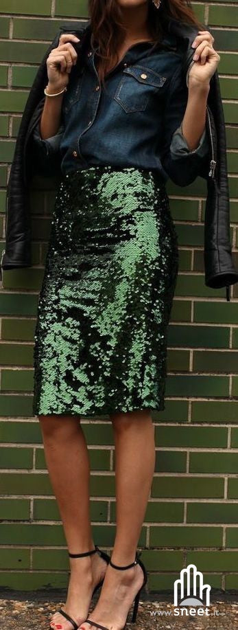 Longuette in pailettes verde