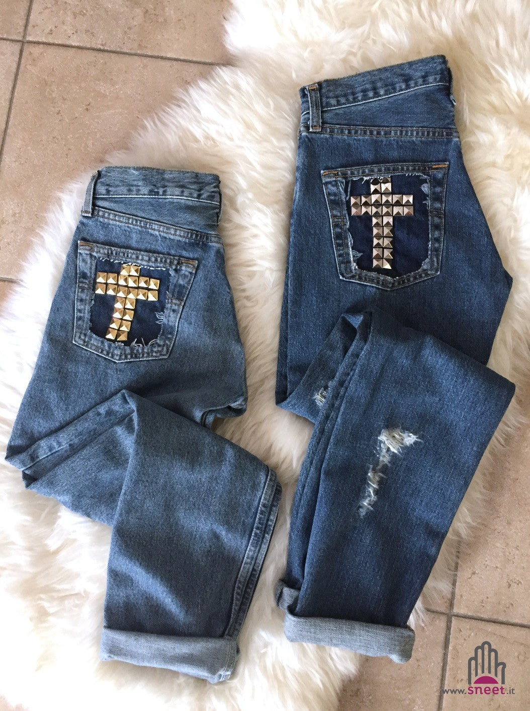 Levis 501 custom crossstuds