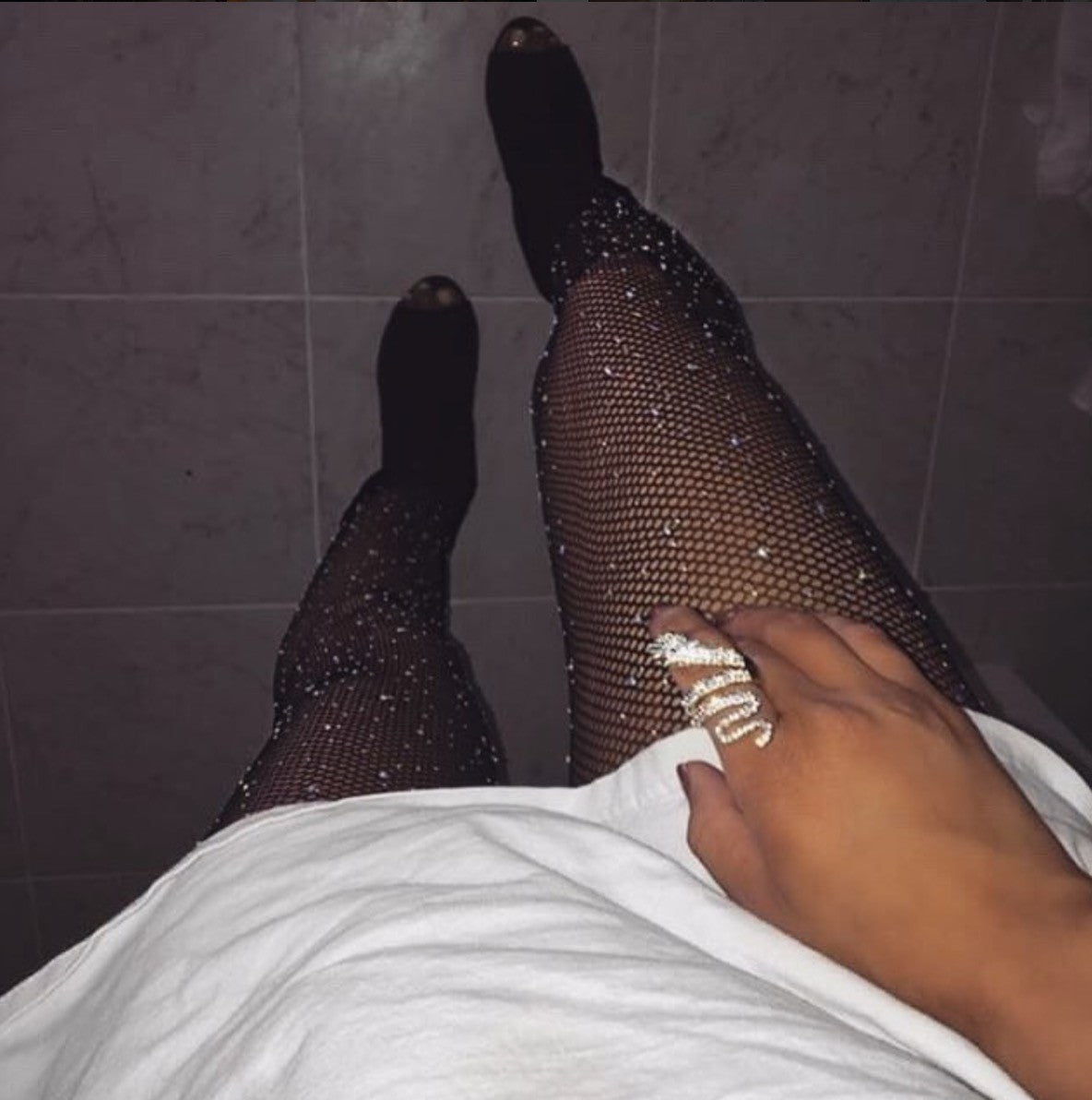 Medias de malla con pedrería 2