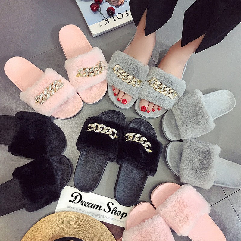 Ciabattine peluches catena