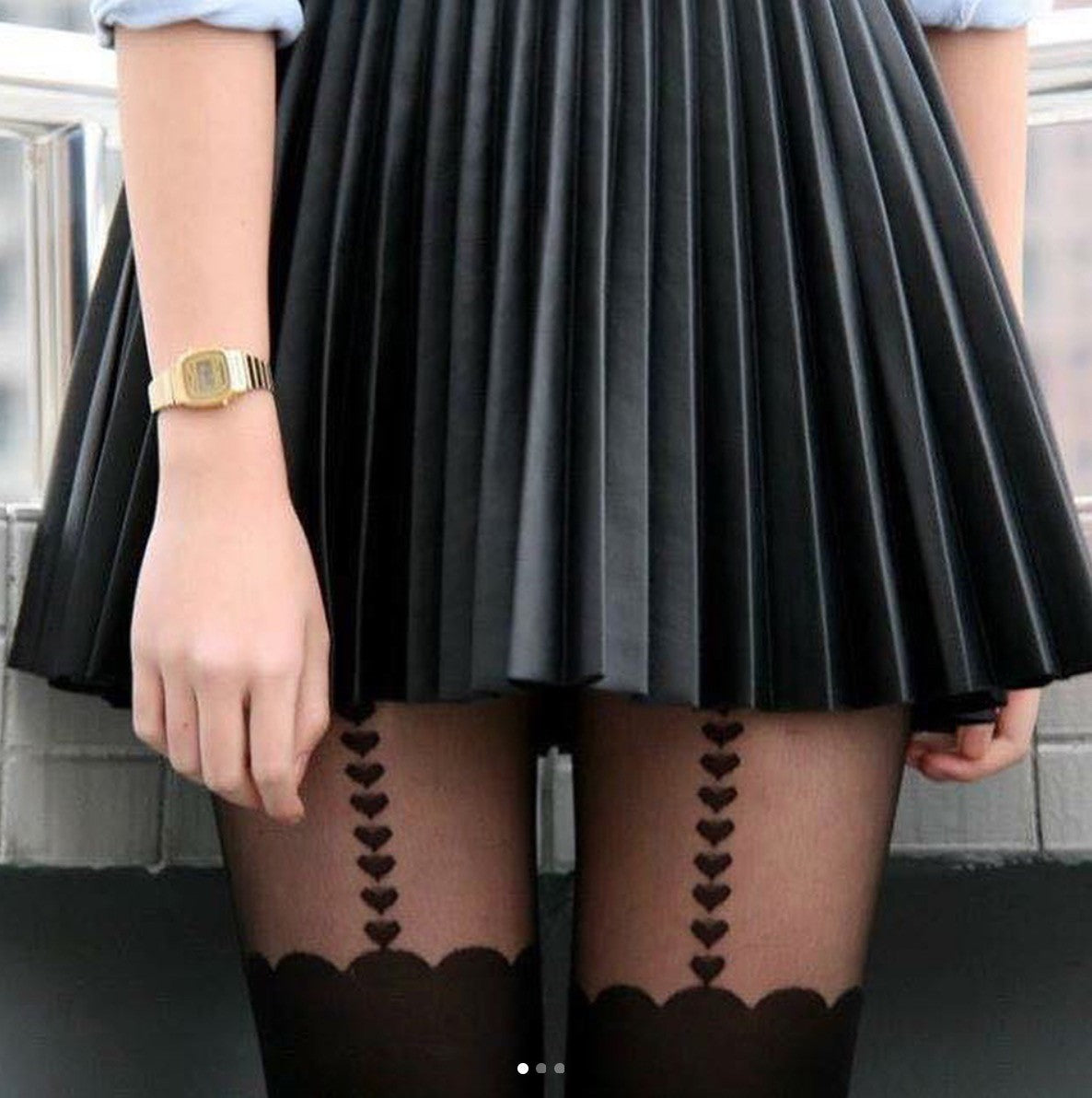 Collant giarrettiera cuori