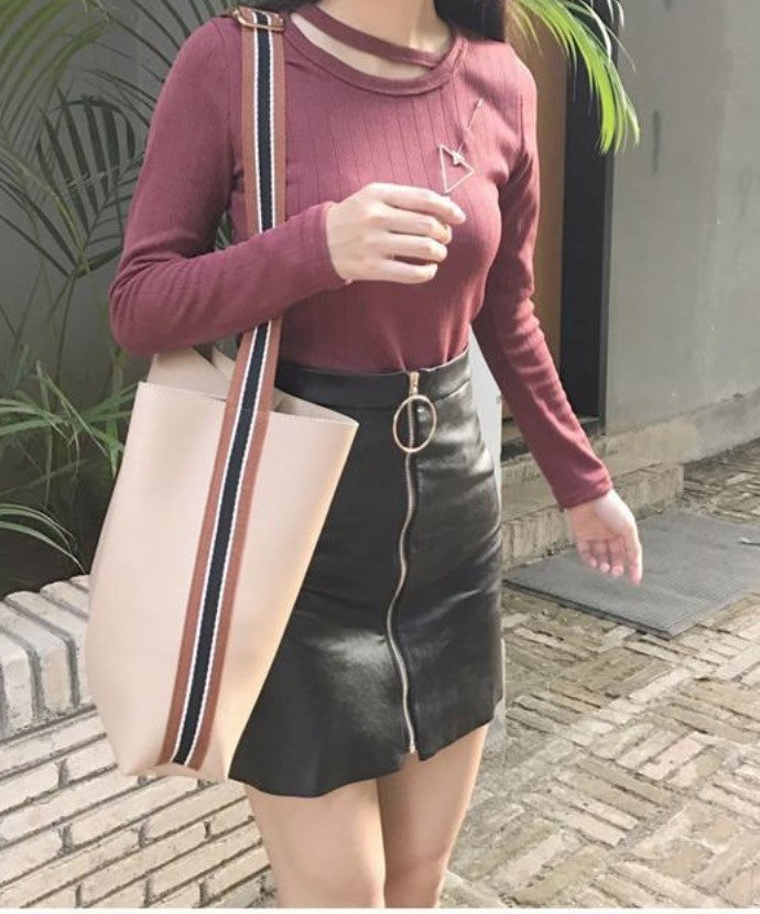 Gonna ecopelle circle zip