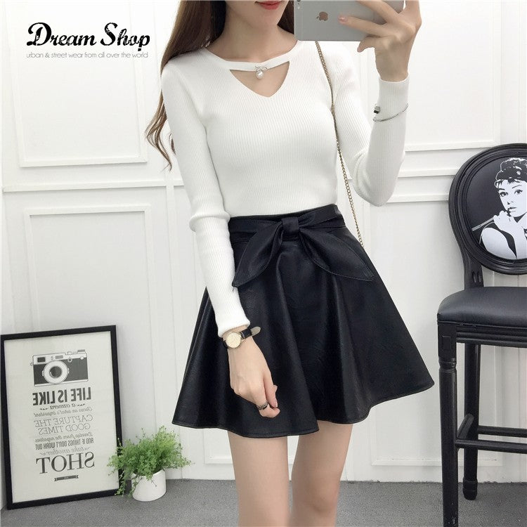 Gonna ecopelle sweet bow