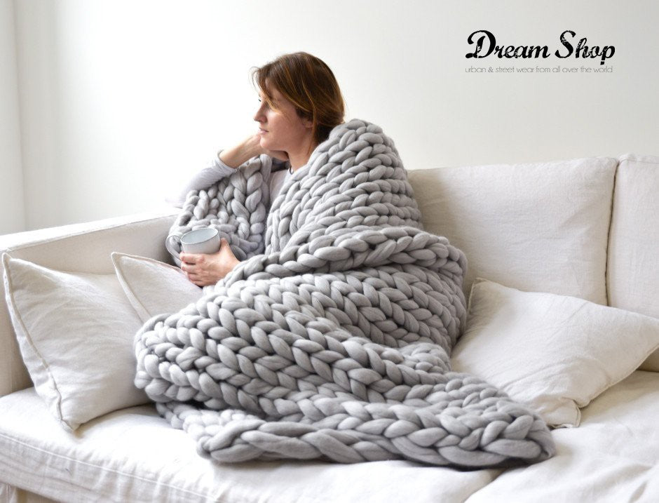 Coperta lana maxi knitt