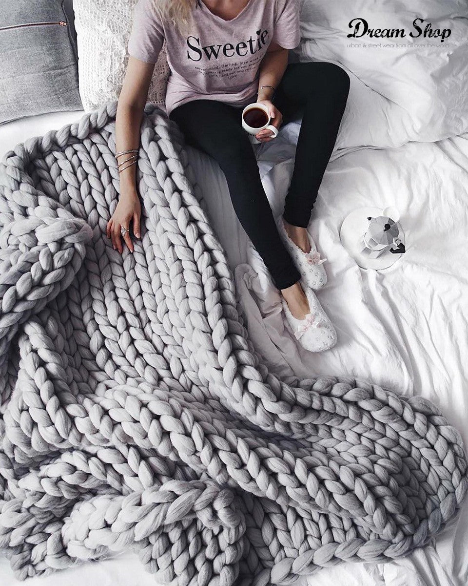 Coperta lana maxi knitt