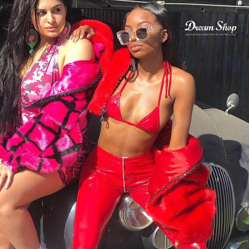 Pantaloni in vinile zipper