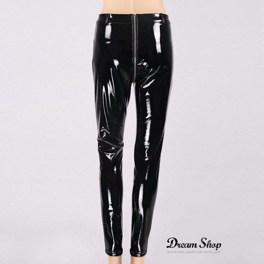 Pantaloni in vinile zipper