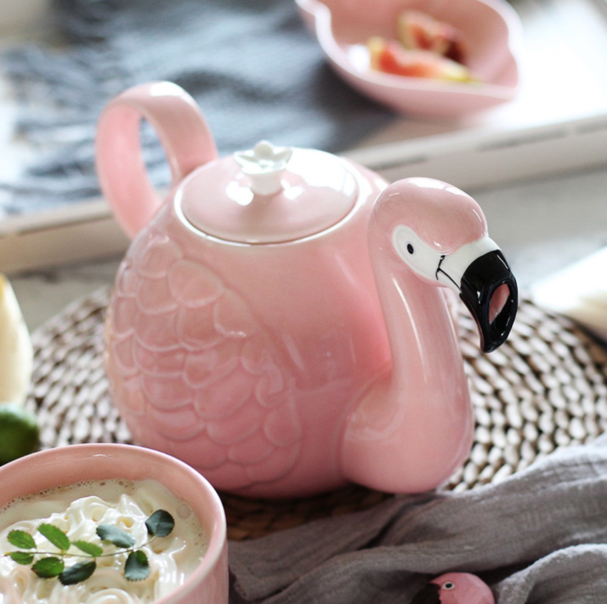 Set teiera e tazza pink flamingo