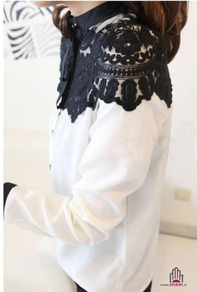 Camisa bicolor con encaje