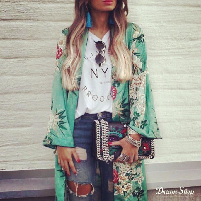 Kimono flowergreen