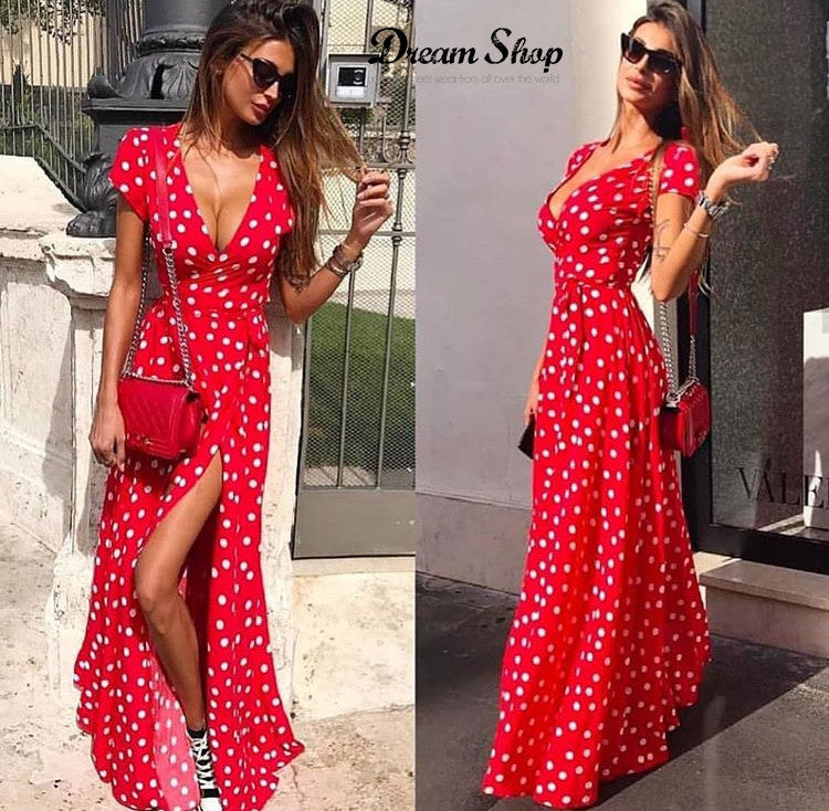 Maxidress pois capri