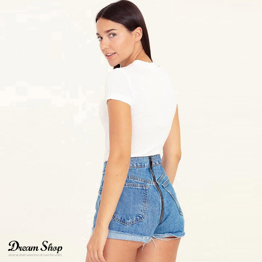 Shorts denim zipper