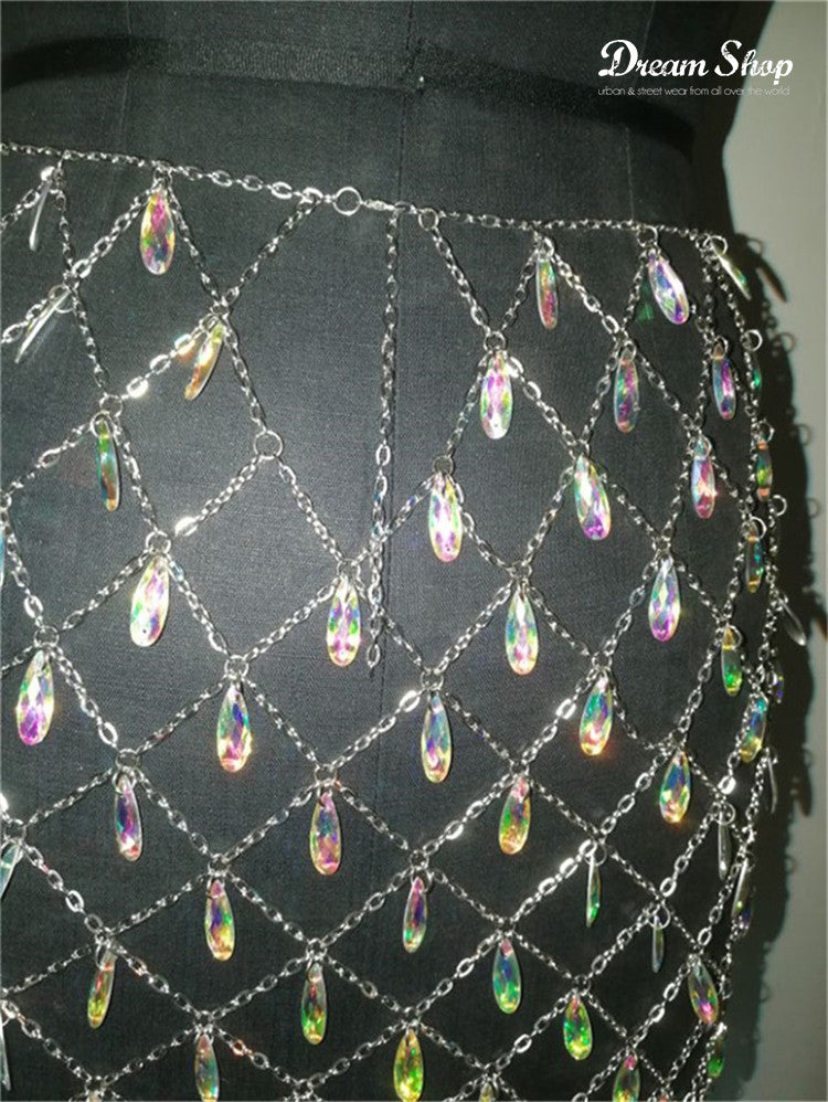 Gonna strass pendenti colorful